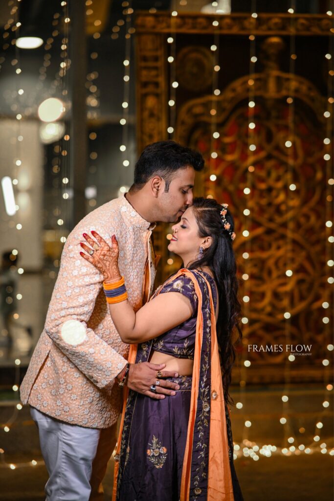 Framesflow photography captures beautifully the lovable moment of the Telugu couple in their sangeet occasion in Hyderabad