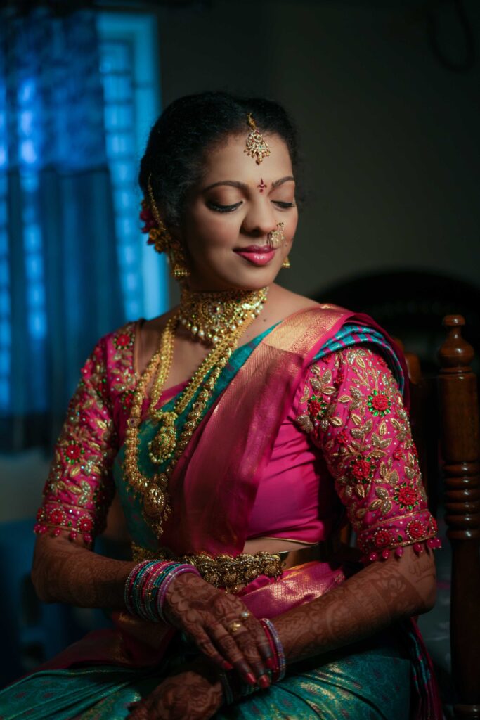 Authentic Telugu bride with a blush & fine make up Captured by Framesflow photography in Hyderabad