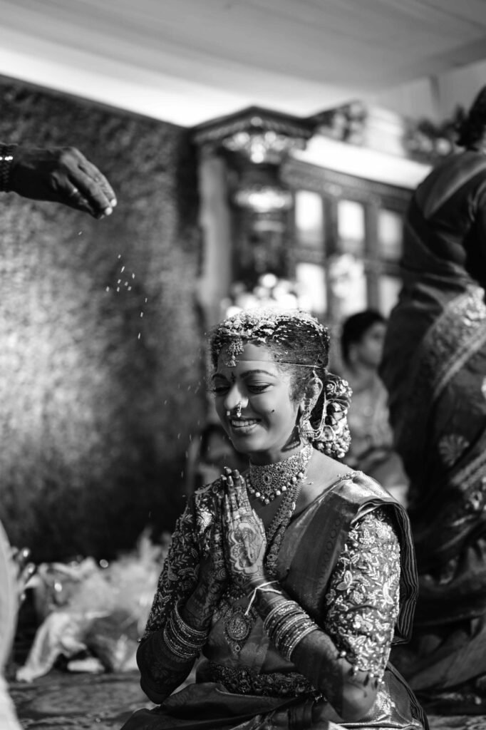 The Telugu Bride blessed moment in her wedding Captured beautifully by FramesFlow Photography in Hyderabad